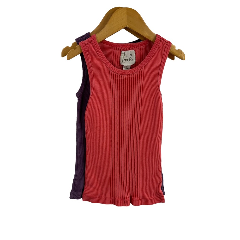 Peek Set of Two Tank Tops Pink and Purple Size S 4-5 Play Condition